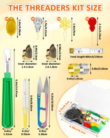FIVEIZERO Needle Threaders Kit, 24 PCS Needle Threader for Hand Sewing, Needles Threader for Swing & Embroidery Floss with Embroidery Needles, Seam Ripper, Thread Snips, Thimble and Measuring Tape FIVEIZERO