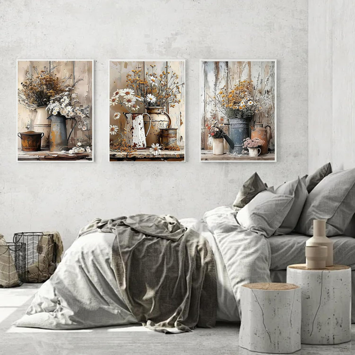 Diamond Art Kits for Adults Beginner, 3 Pack Rustic Farmhouse Daisy Painting Diamond Kits 5D Diamond Dots Gem Art Crafts with Tools Round Full Drill Funny Crafts for Home Wall Decor&Gift 12x16 inch Fairyland JinWenn