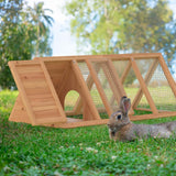 Outdoor Rabbit House Bunny Chicken Coop Wooden Small Animals Quail Cage Hamster Pet Run Cage Poultry Hutch with 2 Doors (46") GOJOOASIS