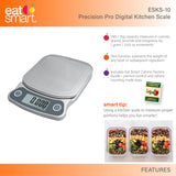 Eat Smart ESKS-10 Precision Elite Digital Kitchen Scale - 15 lb. Capacity, UltraBright Display and Stainless Steel Platform EatSmart
