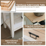 RUSTOWN Farmhouse Console Table with 4 Drawer, 60" Long Rustic Entryway Table with Open Storage Shelves and Handmade Metal Handle, Narrow Foyer Sofa Table for Living Room, Entryway, Hallway(White) RUSTOWN
