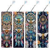 MVVMTOP 4pcs 5D Diamond Art Painting Bookmarks with Crystal Pendant, DIY Dreamcatcher & Bees, Pecial Shape Crystal Diamond Partial Art Bookmarks for Book Lovers MVVMTOP
