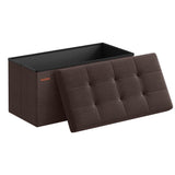 SONGMICS Mazie Collection - 30 Inches Folding Storage Ottoman Bench, Ottoman Foot Rest, End of Bed Bench, Storage Chest, Load 660 lb, for Living Room, Bedroom, Entryway, Brown ULSF047K02 SONGMICS