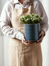 DOWAN Utensil Holder, 360° Rotating Extra Large Cooking Utensil Holder, 7.6" Kitchen Utensil Holder for Countertop, Utensil Crock for Farmhouse Kitchen Decor, Ceramic Stable Utensil Caddy, Blue DOWAN