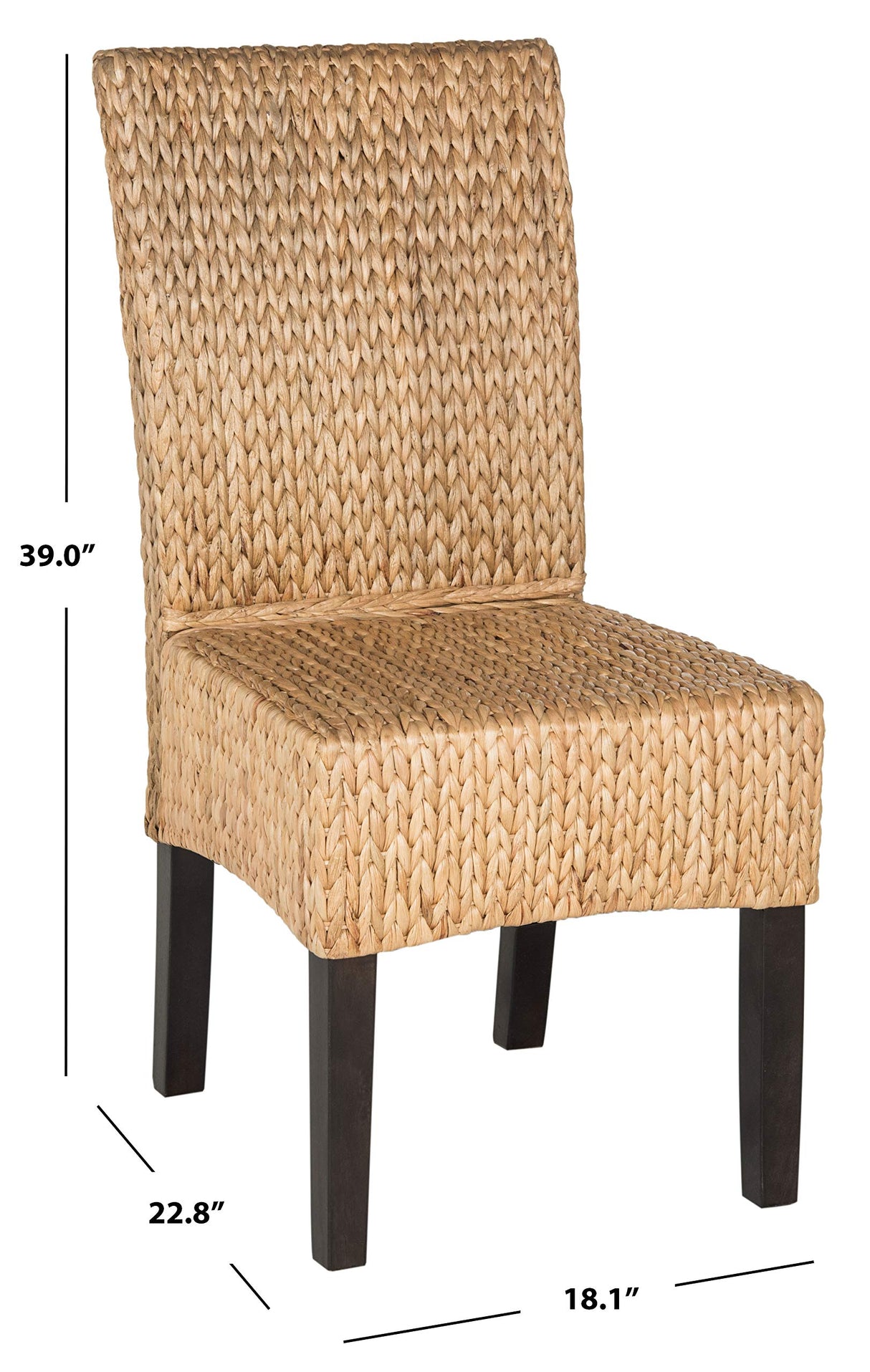 Safavieh Home Collection Luz Natural Wicker Dining Chair (Set of 2), 18" Safavieh