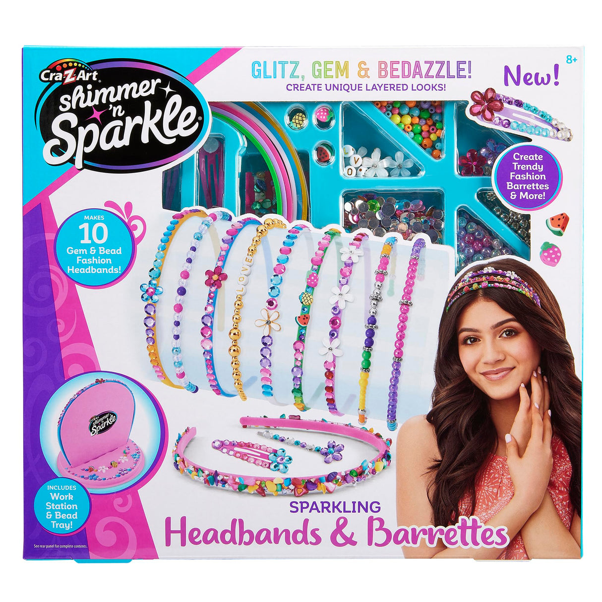 Shimmer 'N Sparkle Sparkling Headband and Barrettes - Make Your own Beaded Headbands and Barrettes Hair Accessories for Kids Birthday Present Ages 8 and Up SHIMMER 'N SPARKLE