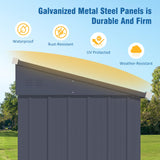 MUPATER 4×10 FT Storage Shed for Outdoor,Lean-to Shed Kit with Thickened Galvanized Steel, Metal Tools Shed with Lockable Door and Air Vents for Patio Garden, Grey MUPATER