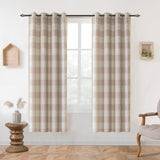 DriftAway Buffalo Plaid Check Curtains Woven Plaid Pattern Lined Blackout Thermal Insulated Window Curtain Grommet 2 Layers 2 Panels 52 Inch by 63 Inch Taupe DriftAway