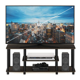 Furinno Turn-N-Tube No Tools 3D 3-Tier Entertainment TV Stand up to 50 inch TV, Round Tubes, Dark Brown / Black Furinno