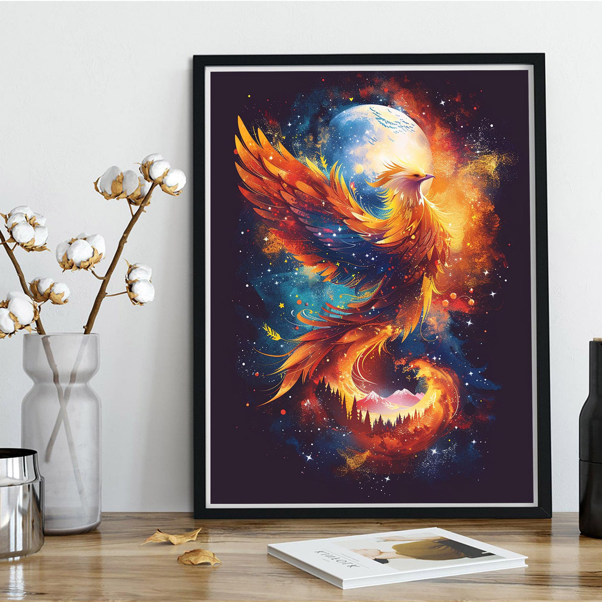 Kaliosy 5D Diamond Art Kits for Adults Phoenix on Fire by Number Kits, Diamond Painting Art Animal DIY Full Drill Crystal Craft Cross Stitch Embroidery Decoration (12x16 inch) 30x40 cm Kaliosy