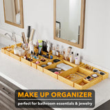 SpaceAid 21-Piece Bamboo Drawer Organizer Storage Boxes Set, Wood Tray Junk Drawer Organizers Multi-Use Divider Bins for Kitchen, Bathroom, Office Desk and Makeup Organization (21 Pack, Natural) SpaceAid