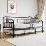 JURMERRY Metal Daybed Frame with Trundle Twin Size Heavy Duty Steel Slats Support Platform Furniture,Textured Black… JURMERRY