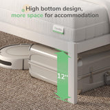 Novilla Full Size Bed Frame with Headboard, Metal Platform Bed Frame, Heavy Duty, No Box Spring Needed, Wood Slat Support, Easy Assembly, White Novilla