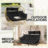 DANGHOOGY Outdoor Double Egg Chair Cushions, Waterproof Wicker Egg Chair Replacement Cushion, Thickened Hanging Chair Cushion, 65x47x7 Inches (Black) DANGHOOGY