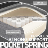 Vonesse Gaming Chair, Computer Chair Fabric with Pocket Spring Cushion, Office Chair with Footrest and Massage Lumbar Support, Reclining Gaming Chairs for Adults 250LBS (Grey) Vonesse