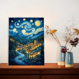 Lxmsja Moon Paint by Numbers Kit for Adults, Forest Acrylic Paint by Numbers for Adults Beginner, DIY Craft Supplies Oil Painting Kits for Home Wall Decor 12x16 inch (Framed) Lxmsja