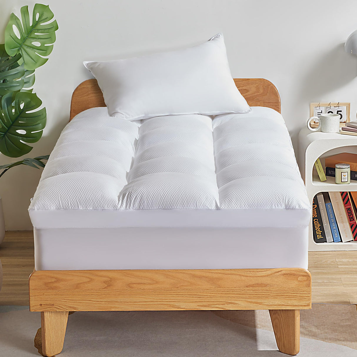 SLEEP ZONE Mattress Topper Twin Size, Extra Thick Fitted Mattress Pad for Back Pain, Plush and Support Mattress Cover, Deep Pockets Mattress Protector, Hotel Quality (White, Twin) SLEEP ZONE