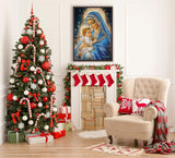 wavaiov Christmas Diamond Painting Kits for Adults, 5D DIY Virgin Mary Diamond Art Kits for Beginners, Jesus Round Diamonds Pictures Crafts, Full Drill Gem Art for Home Decor 12x16Inch wavaiov