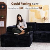 CAODOC 104" Cloud Sectional Couch with Comfy Chaise, Boneless L Shape Sofa with Deep Seat, Minimalist Modular Couches Sleeper for Living Room Bedroom Apartment Lounge,Black CAODOC