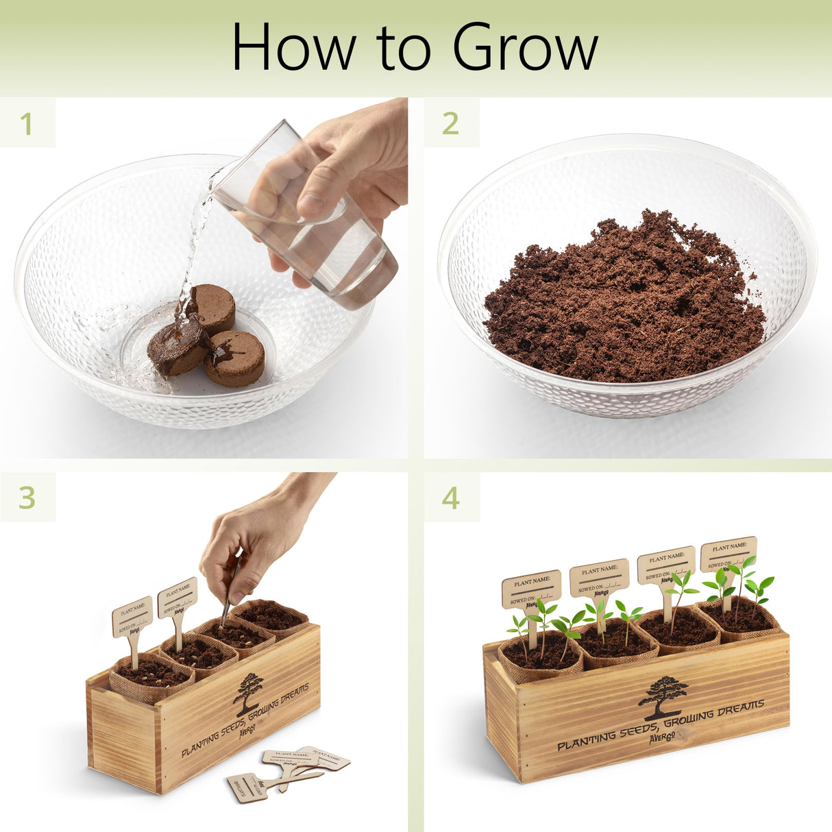 Avergo Bonsai Tree Kit – 4X Unique Japanese Bonzai Trees | Complete Indoor Starter Kit for Growing Bonsai Plants with Tools & Planters – Gardening Gifts for Women & Men AVERGO