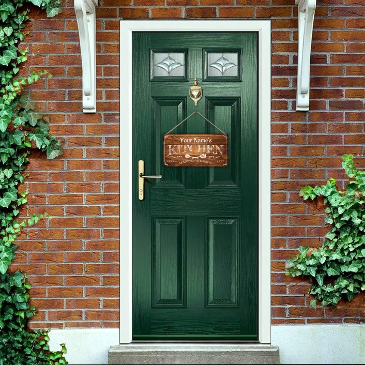 Personalized Kitchen Sign Rustic Farmhouse Home Wall Art Décor Custom Any Name Wooden Plaque Housewarming Gift Ideas For Mother & Women QLaZo