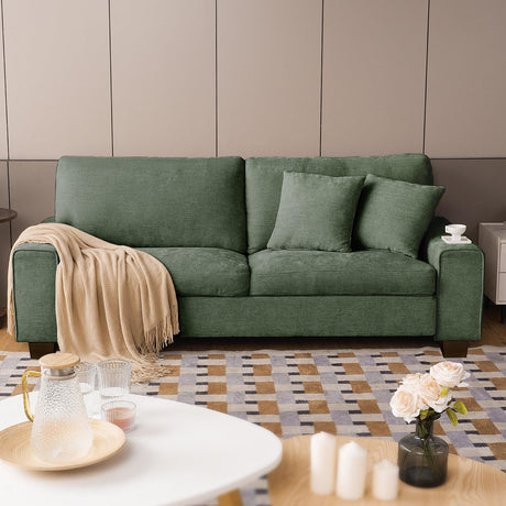 DOPEDIO Modern Loveseat Sofa for Living Room,Chenille Recliner, Removable Cover, Spring Cushions, Solid Wood Frame, Easy Assembly for Small Spaces (71.25inch，Green) DOPEDIO