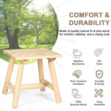 EPICOZY Outdoor Adirondack Log Side Table, 19.5" Thick Wooden Patio Square End Table with Slatted Tabletop, Solid Wood Rustic Accent Table for Indoor & Garden Deck Porch Balcony Backyard, Natural EPICOZY