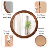 Round Mirror 36 Inch,Wood Rustic Bathroom Tempered Wall Mirror with Walnut Frame,Farmhouse Wooden Vanity Circle Mirror for Living Room,Entryway or Bedroom（Walnut Brown） CULER