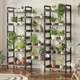 Rolanstar Bookshelf 5 Tiers, Triple Bookcase with Open Display Shelves, Industrial Wide Bookshelf with Metal Frame for Living Room, Office, Grey Rolanstar