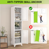 UNICOLY 75" Tall Kitchen Pantry Storage Cabinet, Pantry Cabinet with Doors and Shelves, Microwave Stand, for Laundry, Living Room, Bathroom, Dinning Room, Assembly Required, White UNICOLY