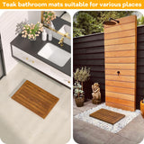 Teak Shower Mat, 21"x14" Wood Bath Mat Non-Slip Bathroom Mat Teak Bath Mats for Bathroom, Wooden Floor Mat Bathroom Mat for Inside, Outdoor or Spa(Small) Kiasthome