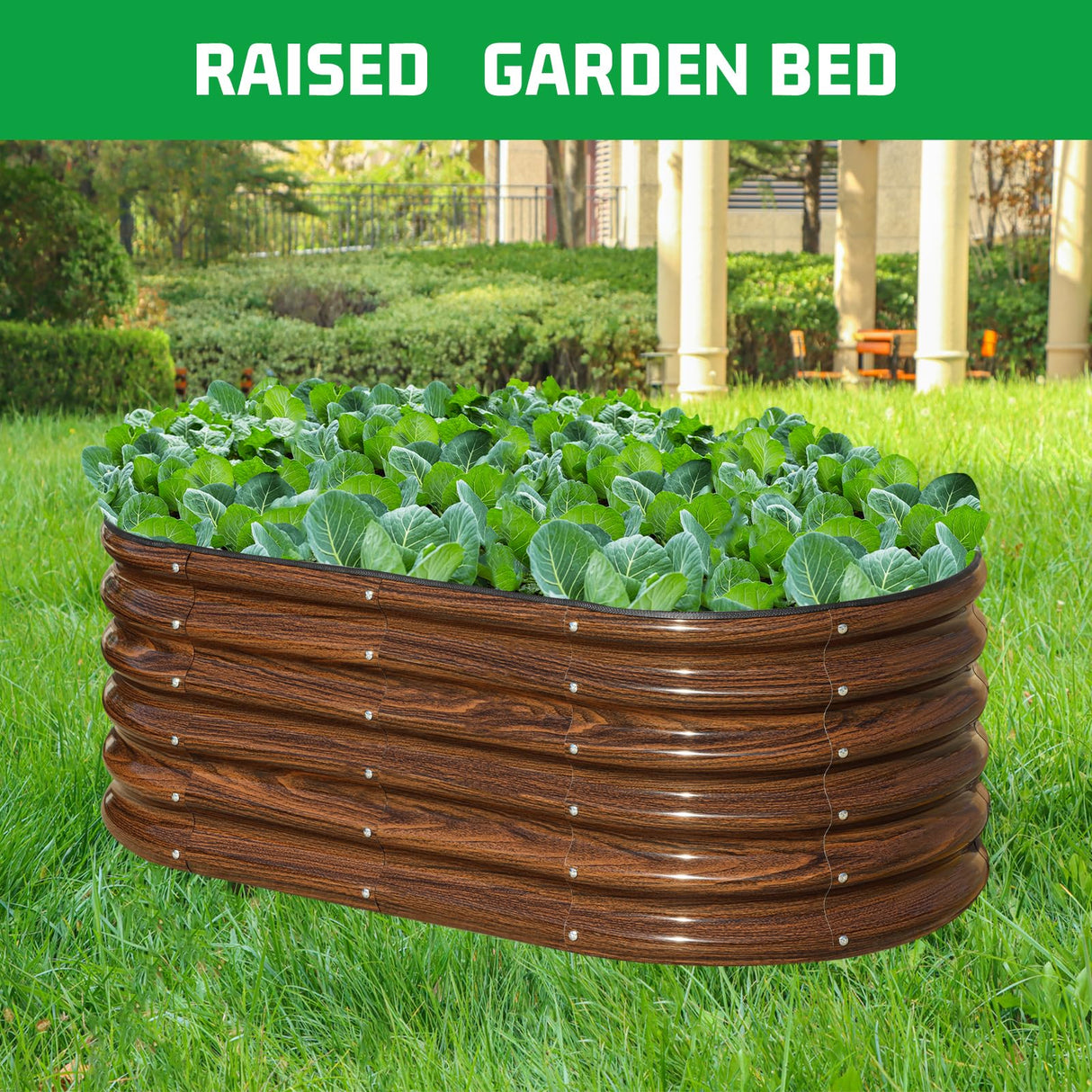 SnugNiture 3 Pcs 4x2x1.5ft Raised Garden Bed Outdoor, 17" Tall Galvanized Metal Planter Box, Raised Garden Bed Kit for Planting Vegetables Plants Fruits, Brown SnugNiture