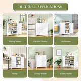 RAVIGIN Metal Storage Cabinet with Locking Feature, 2 Adjustable Shelves, 40" Small Cabinet for Home Office, School, Kitchen, Garage, Gym (White) RAVIGIN