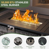 Aoxun Patio Furniture Sets with 44'' Fire Pit, 10 Pcs Outdoor Patio Coversation Set with 4'' Thicken Cushion, Widen Armrests Wicker Outdoor Sectional for Backyard (Waterproof Cover Include) Aoxun