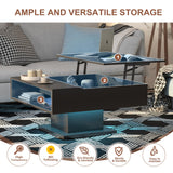 HedoAjim 30.7" Lift Top Coffee Table with Storage, Square Black Coffee Table for Living Room, Led Coffee Table with Large Hidden Storage, Wood Living Room Table Center Table for Dining Reception Room HedoAjim
