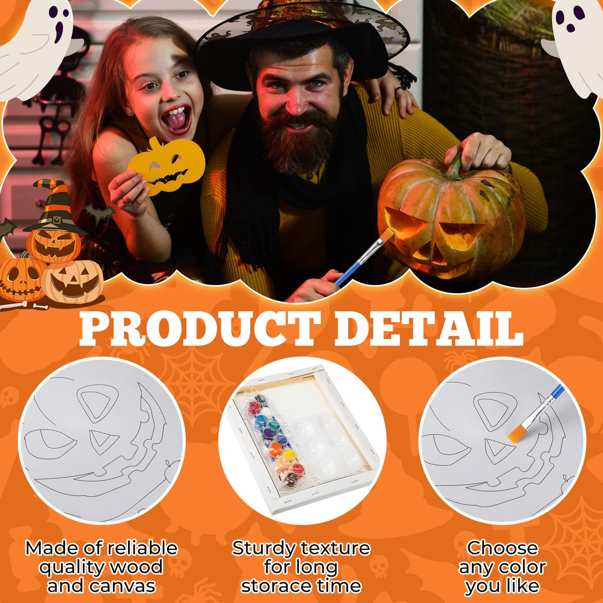 Zhanmai 12 Pack Pre Drawn Canvas for Painting Sip and Paint Kit 8" x 10" Paint Party Set Canvas Painting Pre Printed Canvases for Party Favor DIY Virtual Adult's Date Night(Halloween Pumpkin) Zhanmai