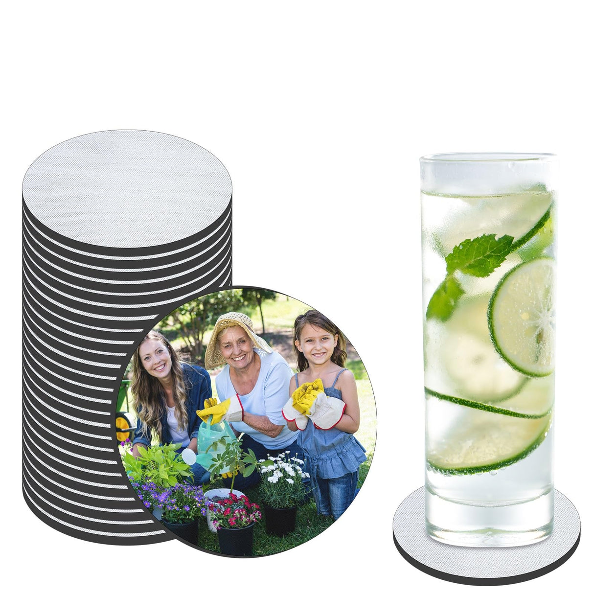 18 PCS Sublimation Coasters Blanks Bulk, 4x4 Inch Round Blank Cup Mat Rubber for Sublimation Transfer Heat Press Printing DIY Crafts ORJ