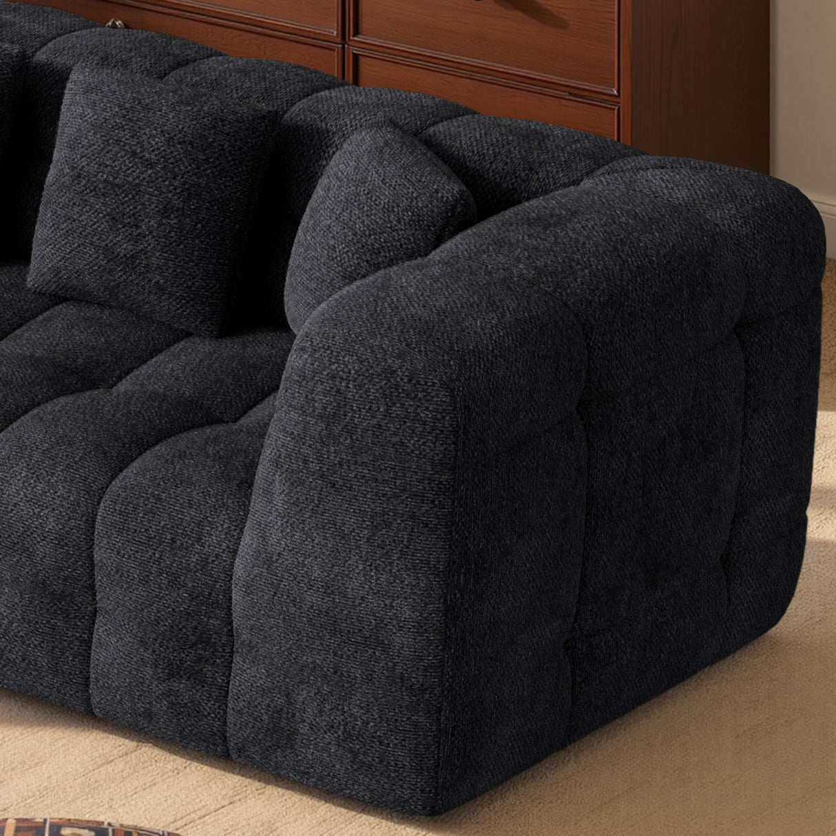 Nalupatio 107" Modern Boneless Couch Cloud Modular Sectional Sofa with L Shaped Chaise, Upholstered Comfy Chenille Couch Bed in a Box,No Assembly Required Nalupatio