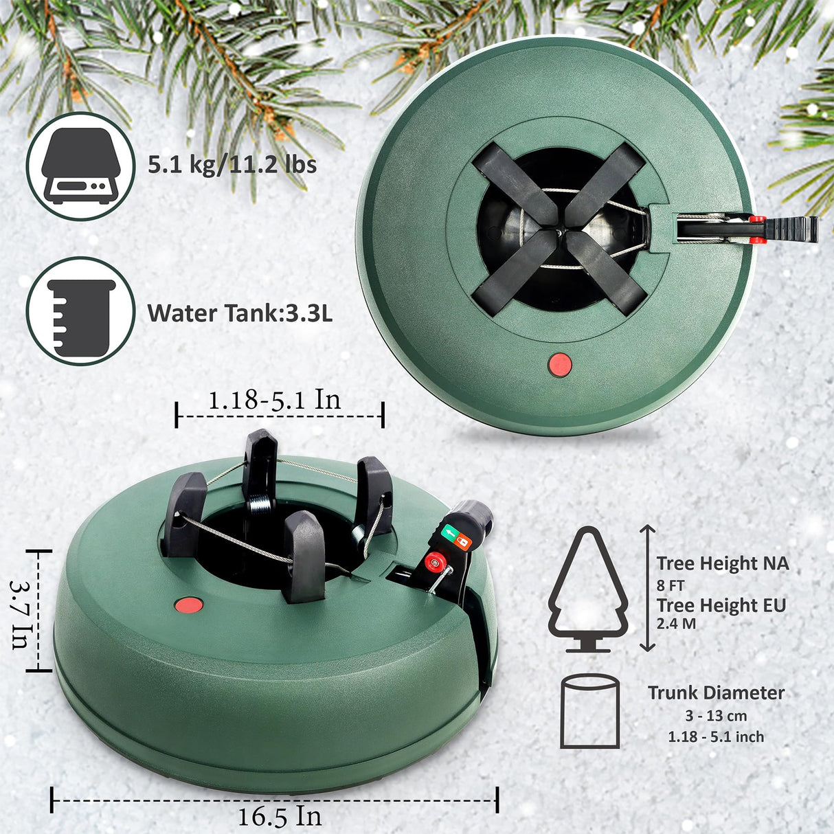 Blissun Christmas Tree Stand with Water Reservoir, Fast Clamp, Foot Pedal, Water Level Indicator, Fits up to 8FT Real Trees Blissun