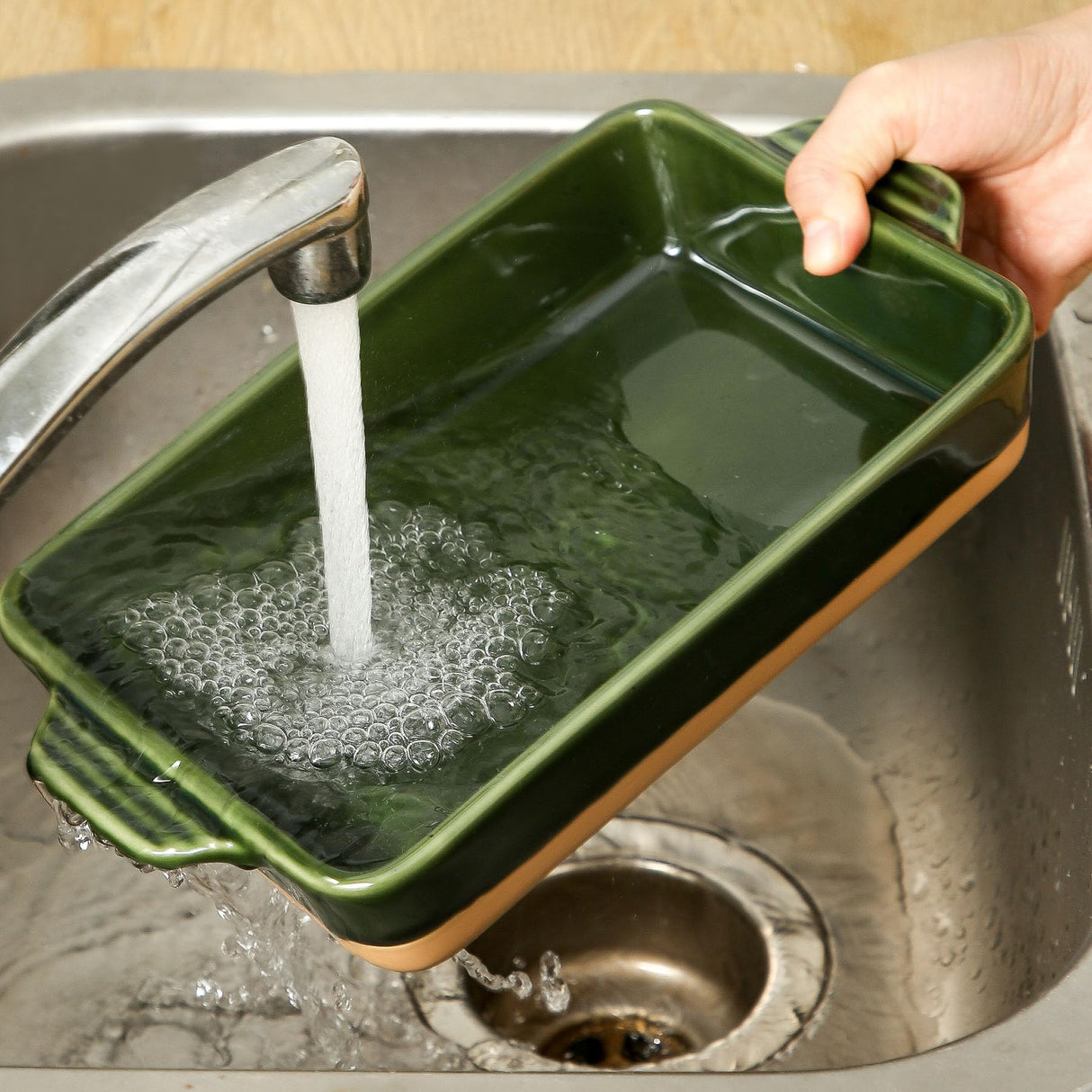 Howise Ceramic Baking Casserole Dish with Handles, Large 9x13 inch Pan and Middle Baking Pan - Porcelain Serving Bakeware Set (Forest Green) Howise