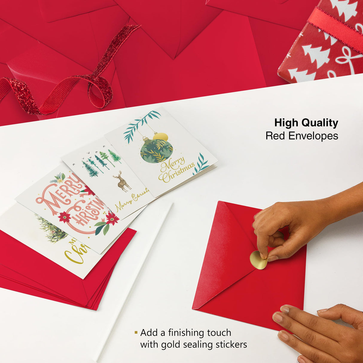 Dessie 30 Unique Christmas Cards with Envelopes 4x6 and Gold Sealing Stickers. Short Greetings Inside. Boxed Christmas Cards and Happy Holiday Greeting Cards Set. Dessie