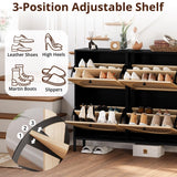 IRONCK Rattan Shoe Cabinet Storage with 4 Flip Drawers, Freestanding Shoe Storage Organizer Cabinet for Entryway, Narrow Shoe Rack Cabinet, Black IRONCK