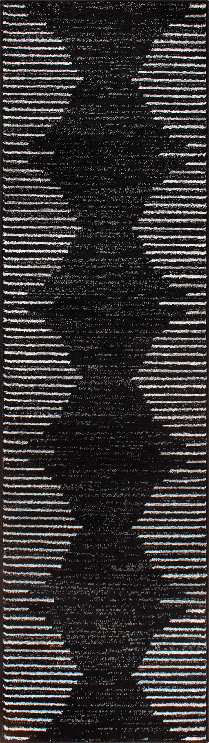 Rugshop Bohemian Stripe Stain Resistant High Traffic Living Room Kitchen Bedroom Dining Home Office Runner Rug 2'x7' Black Rugshop