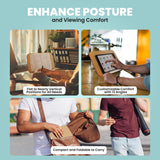CataKenTika Wood Book Stand - Book Holder for Reading Hands Free, Foldable, Adjustable Book Display Stand, Cookbook Stand Portable, Lightweight Page Holder for Book Lovers, Cooks, Students 13.4"x9.4" CataKenTika