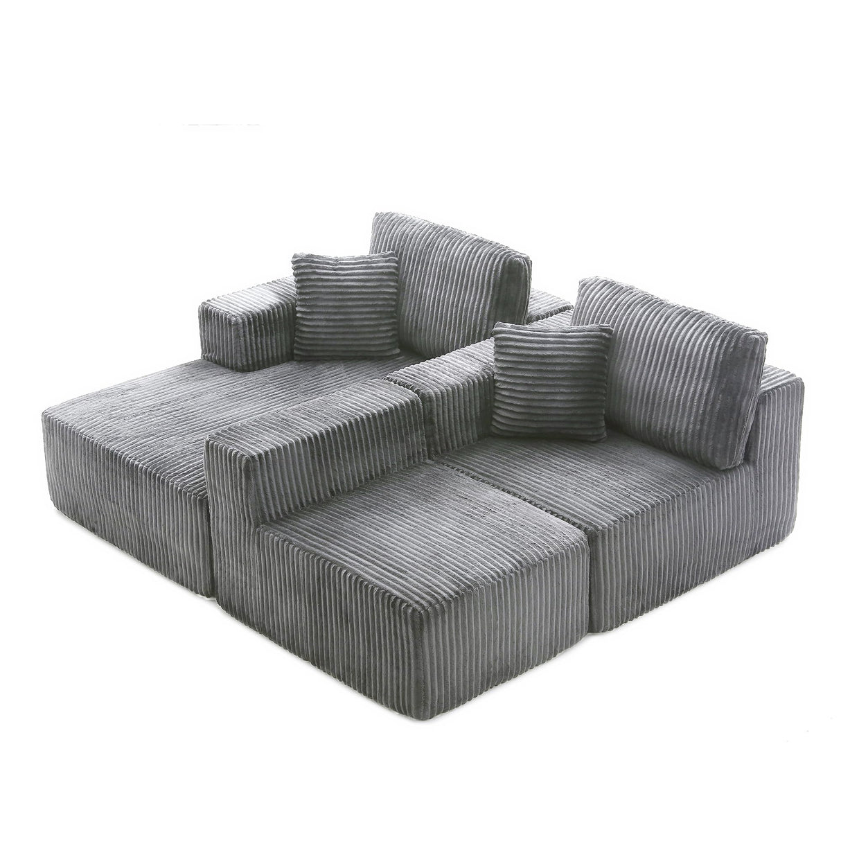 HYJT-H&K Modular Sectional Sofa Cloud Sectional Couch, 107" Comfy Fluffy L Shaped Dark Grey Couches for Living Room, Deep Seat Memory Foam Plush Corduroy Boneless Couch Sectionals Left Facing Chaise HYJT-H&K