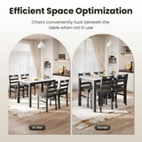 PHI VILLA Dining Table Set for 4, Modern Farmhouse Kitchen Table Set, Faux Marble Dining Table and 4 Cushioned Chairs, Solid Rubber Wood Dining Room Table Set, Venatino White Marble& Black PHI VILLA