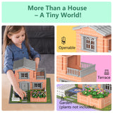 Mini House Building Kit for Kids Age 8+ - Block Building Toys with Real Mini Bricks, STEM Creative Gifts for Boys Girls- DIY Tiny House Construction Set Greek Science