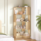 HOOBRO 5-Tier Corner Bookshelf, L-Shaped Corner Bookshelf, 55.3'' Tall Wooden Bookcase with Baffle, Freestanding Display Rack, for Living Room, Home Office, Natural NL50SJ01 HOOBRO