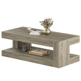 Tribesigns Coffee Table for Living Room, 47.24-Inch Farmhouse 2-Tier Accent Center Tea Cocktail Table with Storage, Elegant Grey, Rectangular Tribesigns