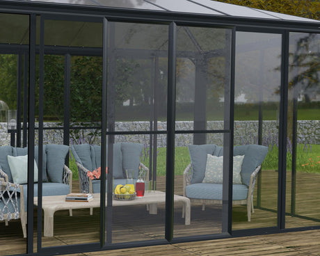Palram - Canopia Sanremo 10x18 Enclosed Patio Cover with Screen Doors, Gray DIY Sunroom Kit Lean to Gazebo with Walls to Cover Patio Furniture, Deck, & Porch, UV Protected Polycarbonate Shelter Palram